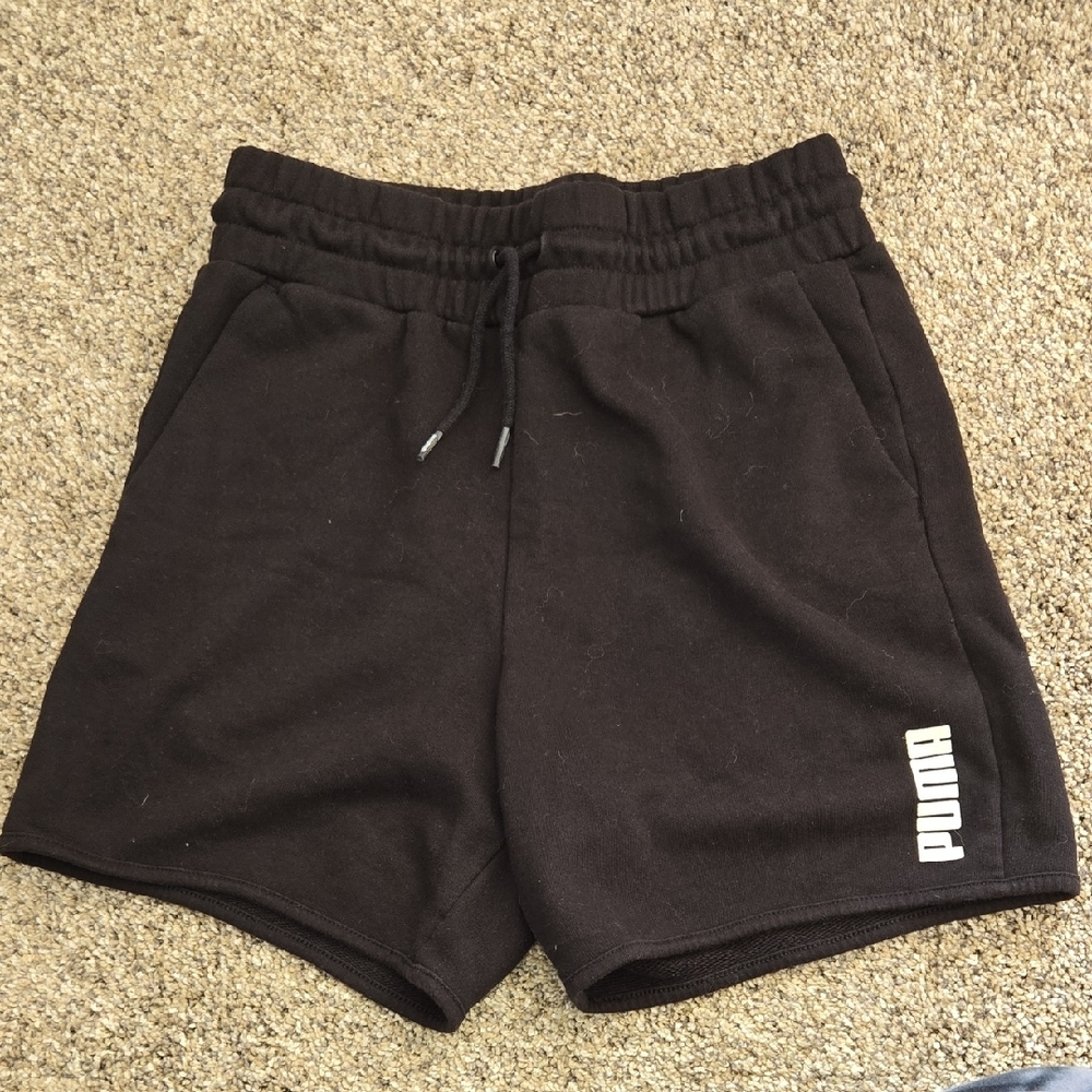 Puma Black High Rise Sweat Shorts